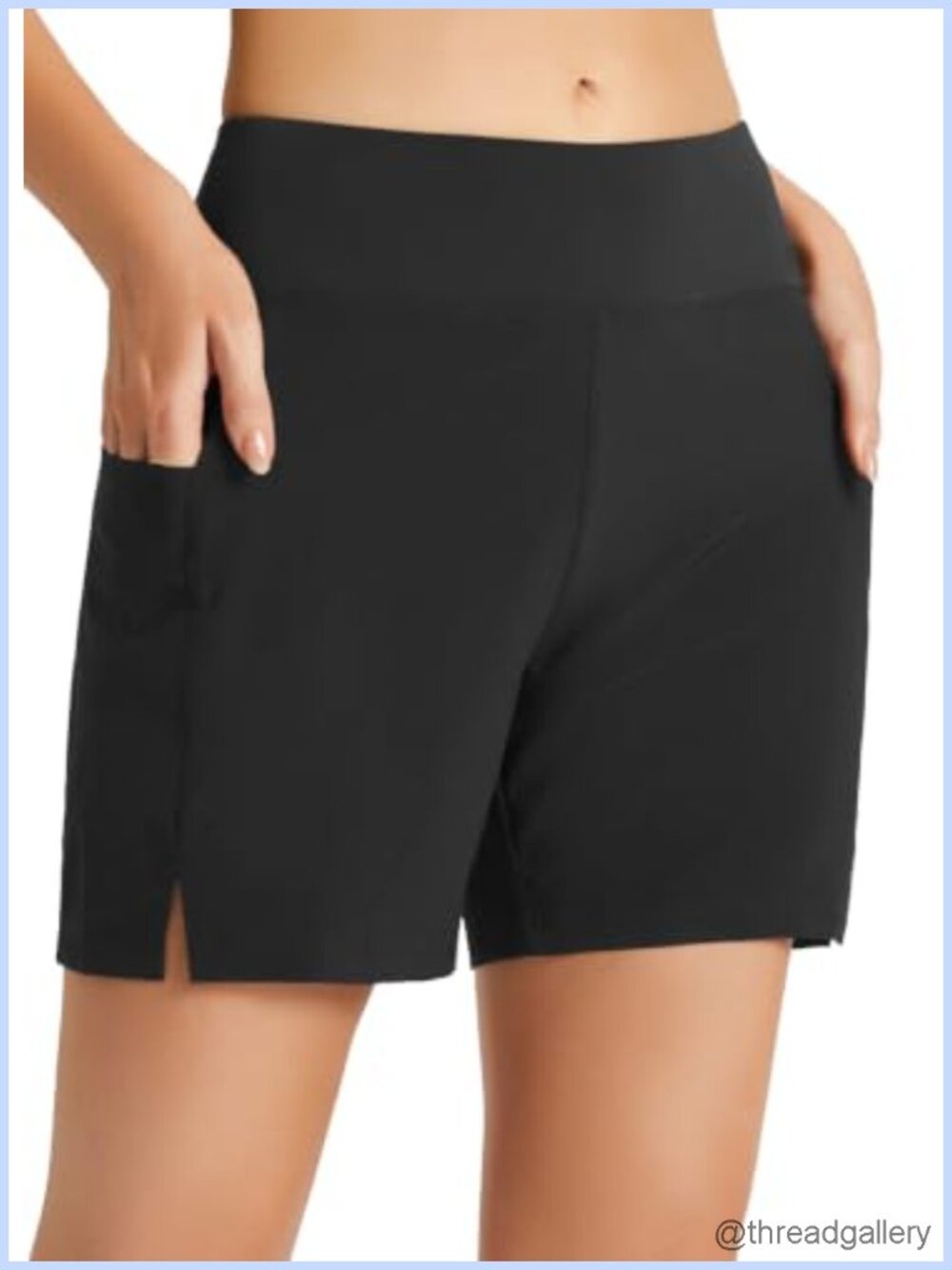 Quick Dry High Waisted Swim Shorts with Liner, UPF 50+, 2 Pockets